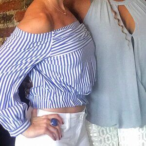 Nautical Striped Off-Shoulder Top